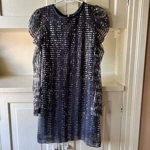Vintage Navy, Silver, & Gold, Sequin Dress - S